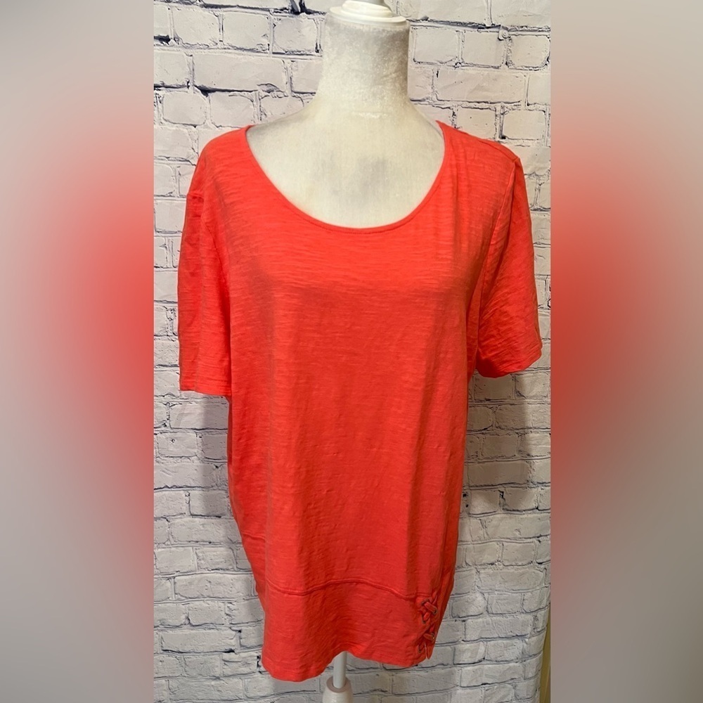 Chico’s Orange Cotton Asymmetrical Top Size 3/XL/16